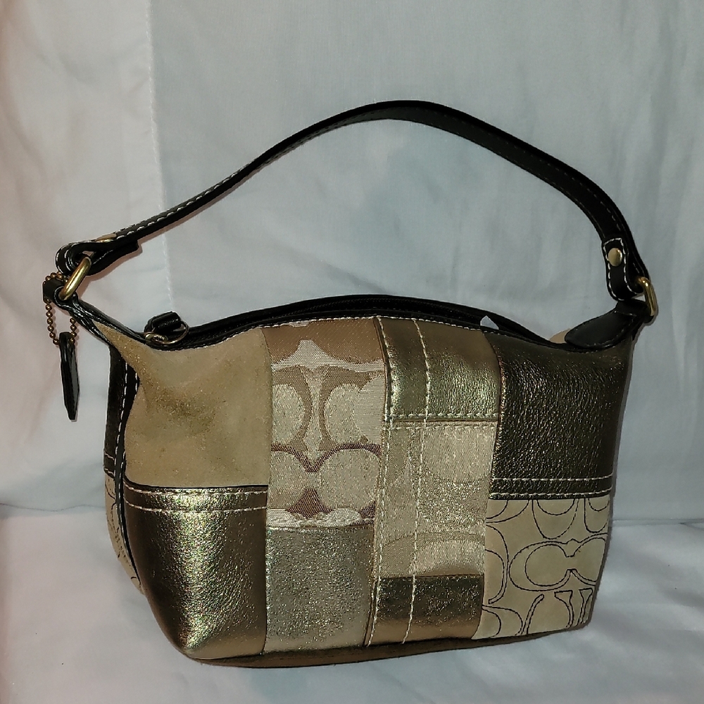 RARE Vintage Coach Gold Patchwork Demi Mini Handbag